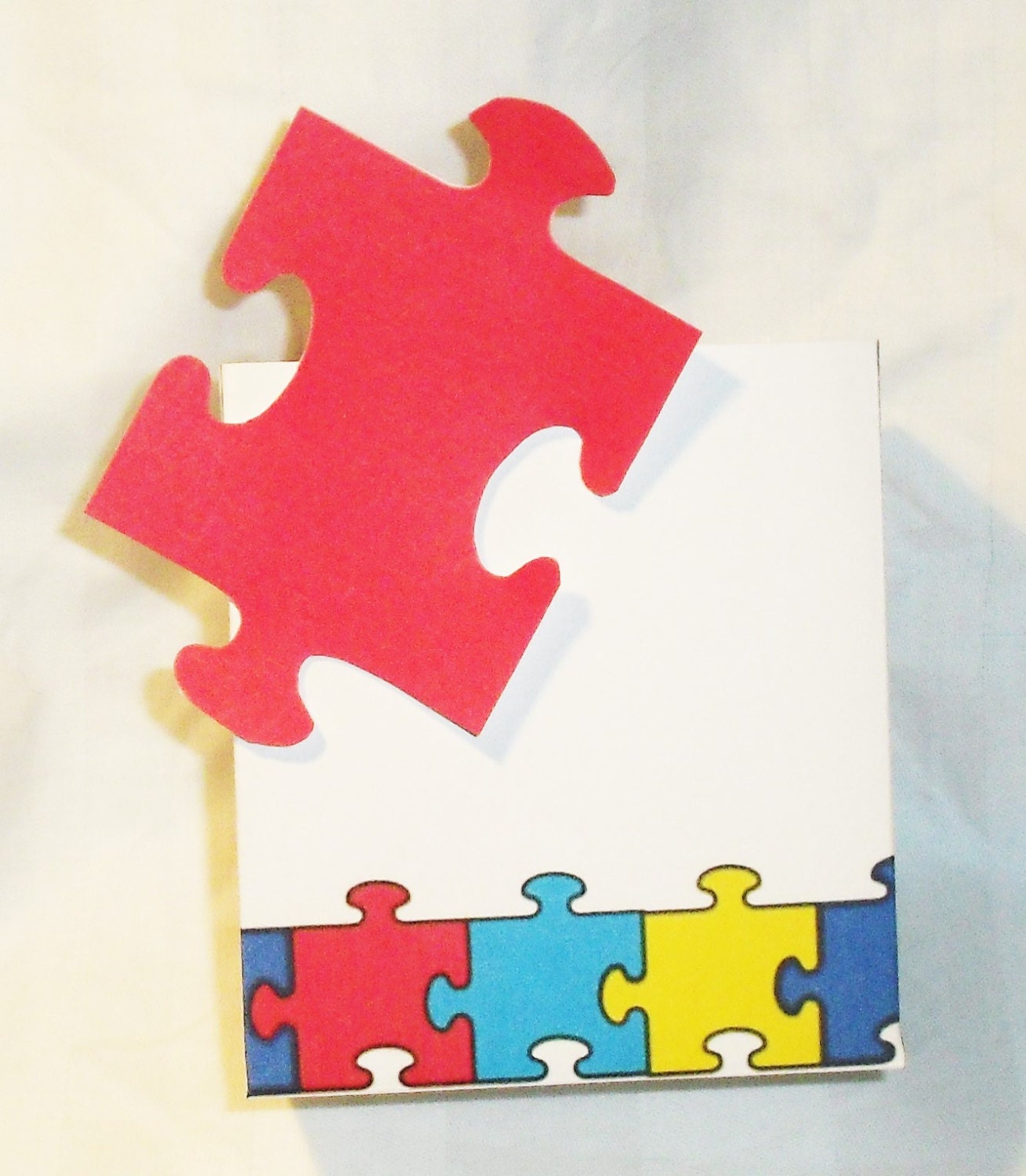 Autism Border Red Puzzle Piece Treat or Gift by CuppersCandyWraps