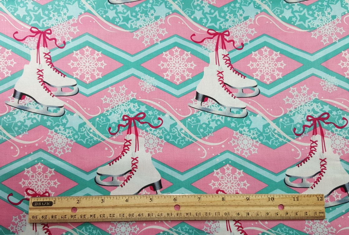 Ice Skate Fabric Yardage or Fat Quarter FQ by HandPickedFabrics