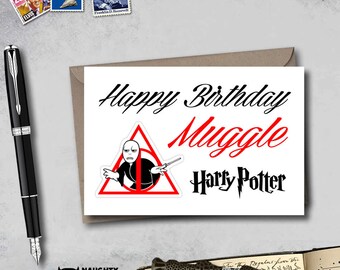 Harry Potter Birthday card, Muggle Birthday card, hogwart birthday card, funny birthday card for boyfriend, harry potter muggle card