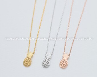 Dainty Pineapple Necklace-Gold, Silver, Rose Gold Pineapple, Nature Jewelry, Bridesmaid Gift Ideas, Layering Necklace, Flower Girl Gifts 078
