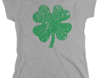 Four Leaf Clover Ladies T-shirt, Lucky Charm, 4 Leaf Clover, Funny St Patricks Day Shirts, Women's St. Patrick's Day Shirts, AMD_1081