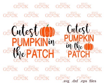 Cutest Pumpkin in the Patch SVG, Halloween SVG, Fall svg, Pumpkin svg cut files for use with Silhouette, Cricut Cutting machines, svg file