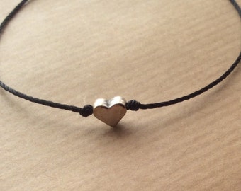 Heart bracelet, friendship bracelet, dainty bracelet, adjustable bracelet, wish bracelet, love bracelet