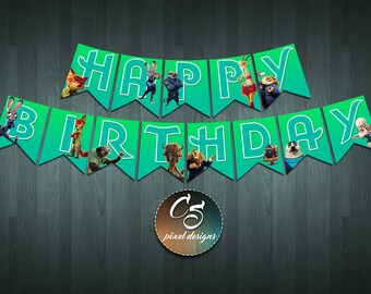 ZOOTOPIA HAPPY BIRTHDAY Banner | Digital Item | No item will be shipped