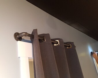 Items similar to Industrial Iron Pipe Curtain Rod ...