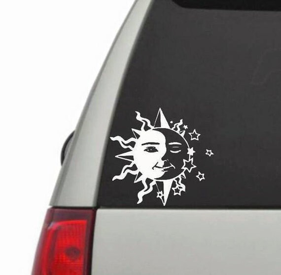 sun and moon decal sticker boho sun and moon decal bohemian