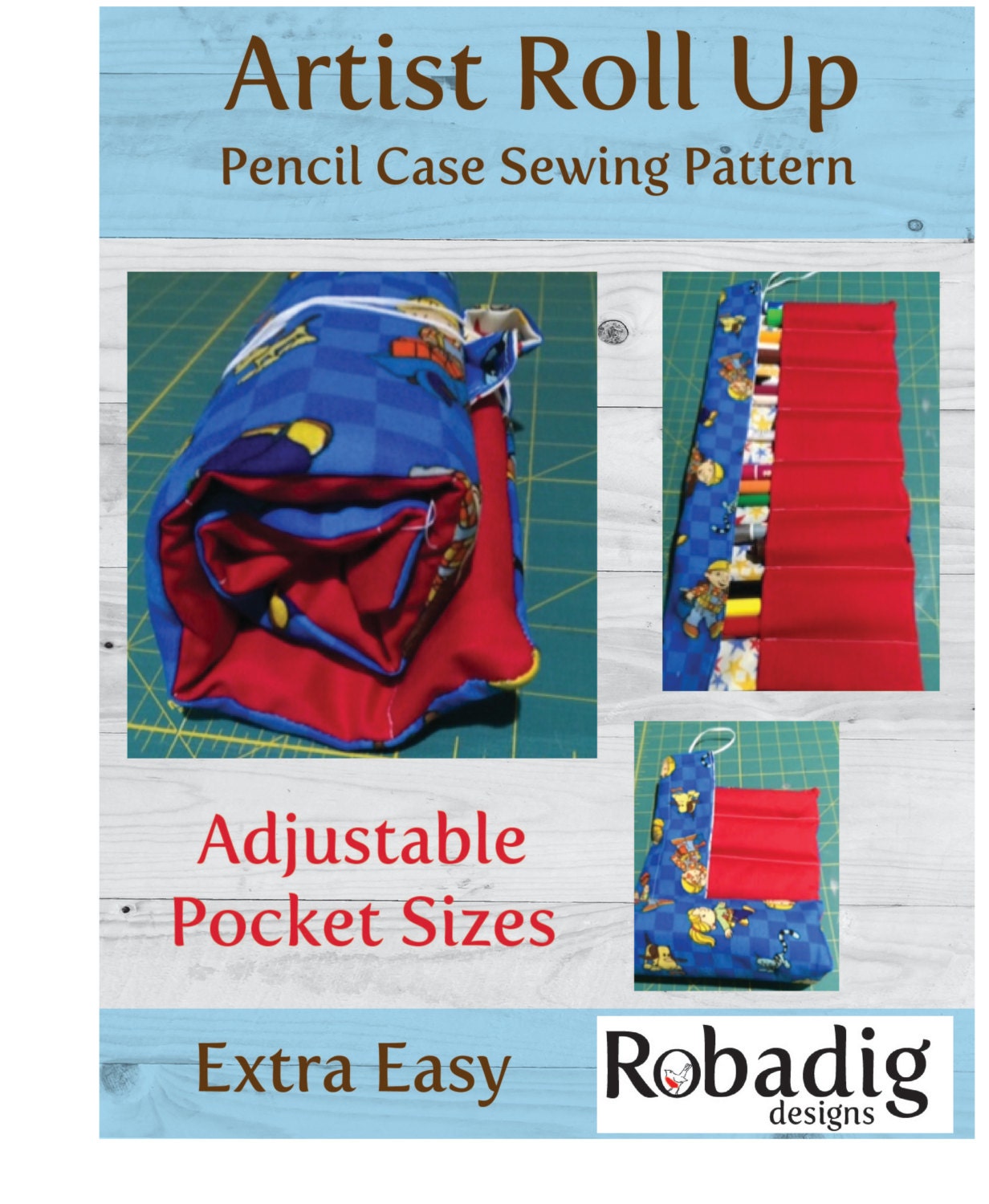 Artist roll up pencil case crayon brush case sewing