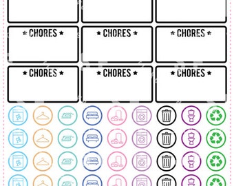 Stackable Household Chores Planner Stickers (transparent) for Erin Condren, Happy Planner, Plum Planner (#36)