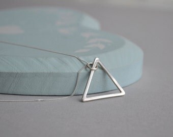 Sterling Silver Triangle Necklace | Open Triangle Geometric Necklace