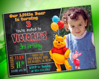 Winnie the Pooh Invitation, Winnie the Pooh Birthday Invitation, Winnie the Pooh Birthday