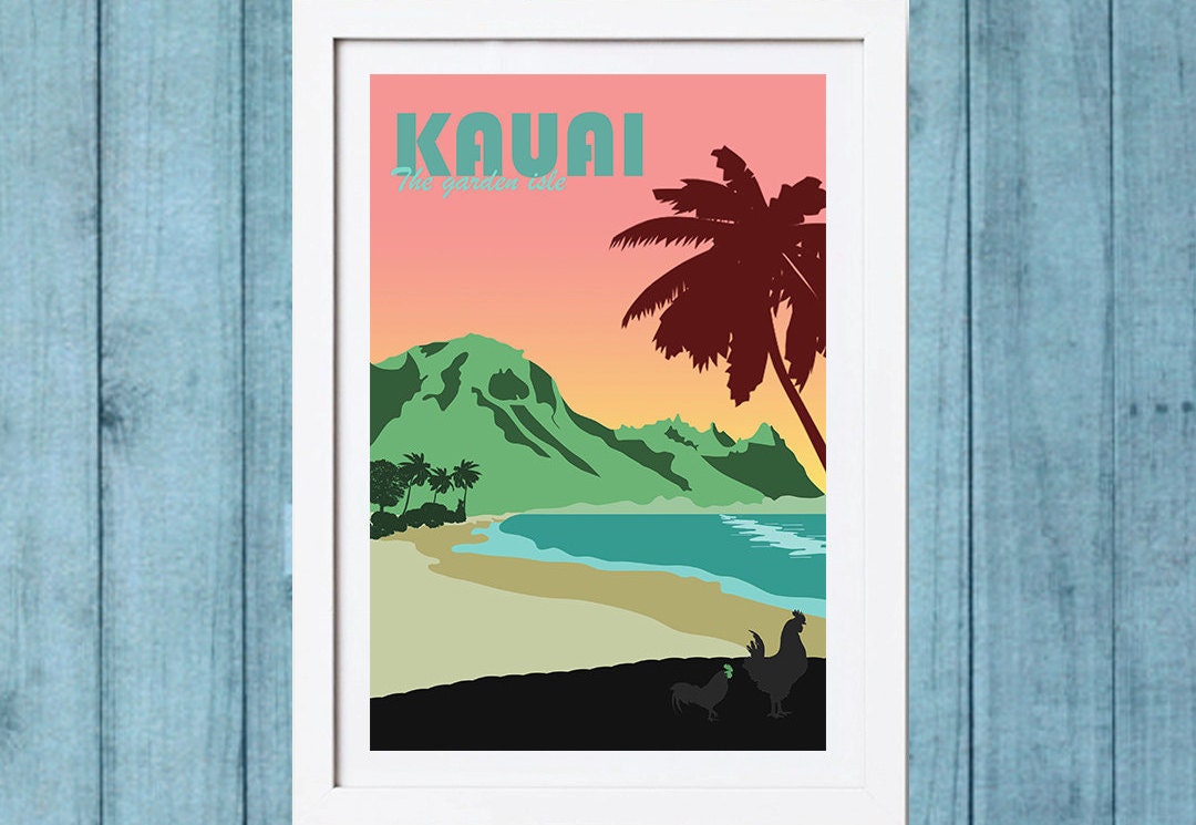 Kauai Poster Kauai Travel Poster Hawaii Poster Hawaii Art