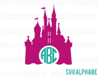 Disney Castle Frame Svg, Disney Castle Svg, Disney Svg, Monogram Frame Svg, use with Cricut & Silhouette