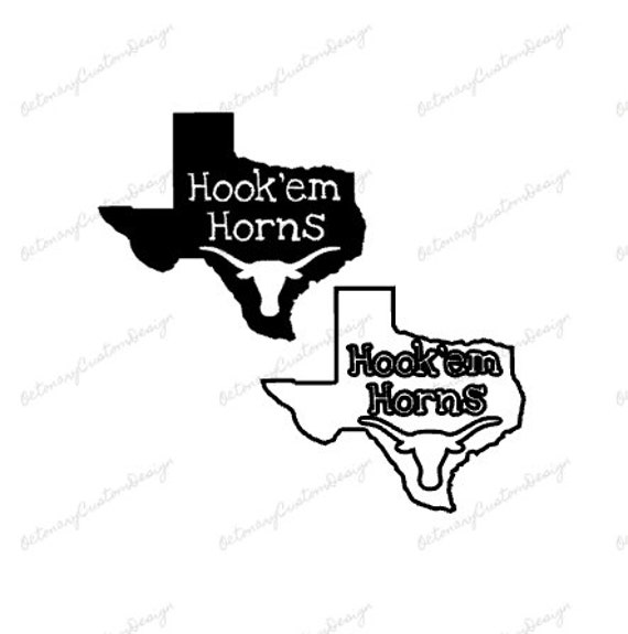 Digital Texas Hook'em Horns Monogram Cuttable Decals SVG