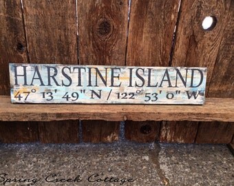 Coastal Living, Custom Coordinates, Latitude & Longitude Signs, Signs, Lake, Cabin, GPS, Wood Signs, Handpainted, Personalized Signs