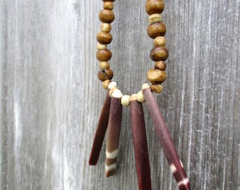 Rustic Leather Necklace with Sea Urchin Spines by Stacy Leigh