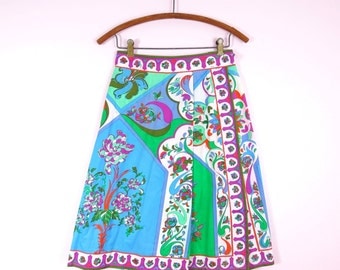 1960s Emilio Pucci Cotton Print Wrap Skirt S