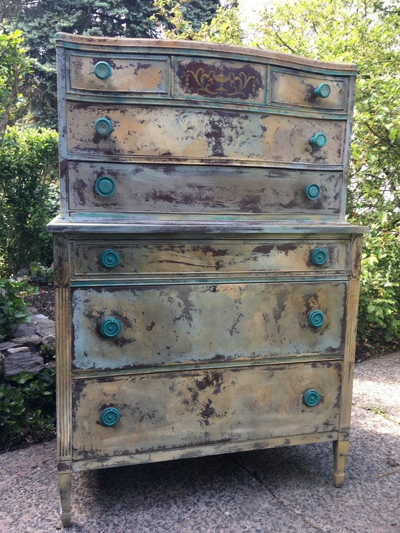 Painted Dresser Bohemian Dresser Vintage Dresser French