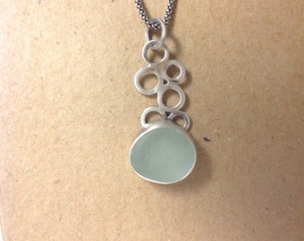 Beach glass necklace, sea glass necklace, sea foam sea glass, sea foam beach glass, lake erie beach glass, crystal moon, Chris Keener,