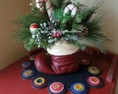 Candy Cane and Santa Boot Holiday arrangement