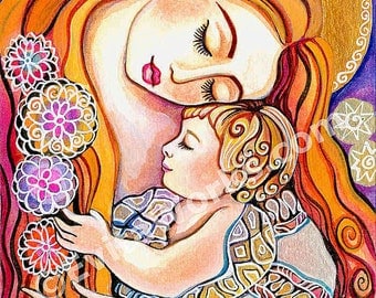 Items similar to Mother child art, motherhood art, mothers love ...