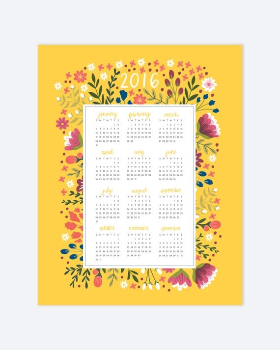 Items similar to Floral Wall Calendar AZ114 on Etsy
