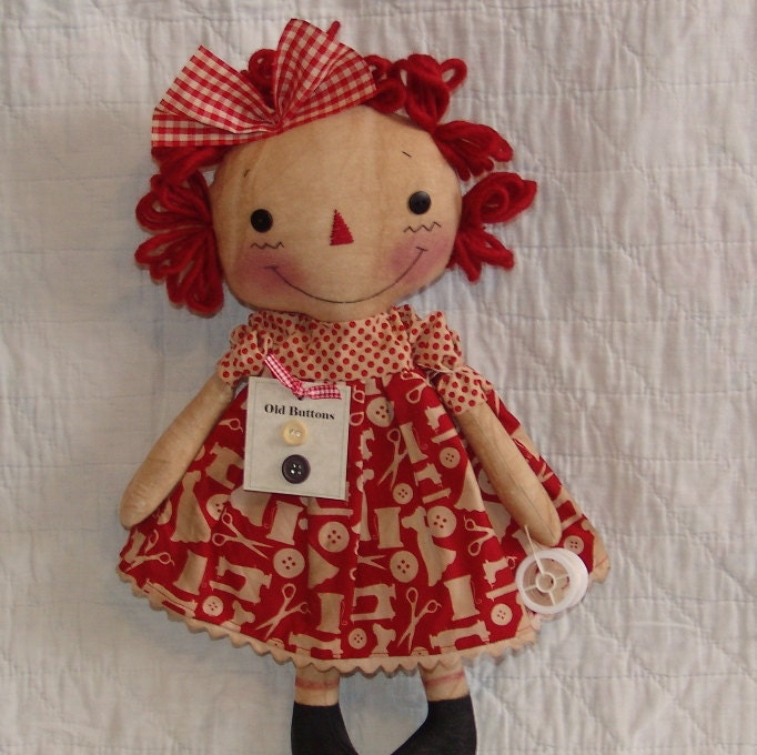 Primitive Raggedy Cloth Doll Pattern Craft Raggedy Doll