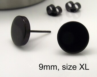 Mens Stud Earrings 9mm Disc - Fake Plug Stud Earrings - Fake Gauge Earrings - Cheater Plugs - Fake Ear Plugs - Men's Earrings - Flat no.420R