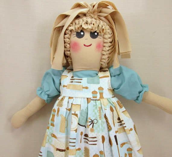Plastic Bag Holder Doll Retro Kitchen Aqua Kitchen Decor