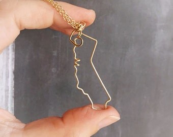 California Necklace - California State Necklace - State Jewelry - Personalized Necklace - Gold California- Ca - Gift for Her