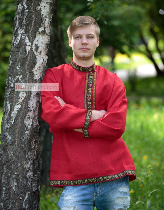 RUSSIAN shirt kosovorotka folk shirt russia traditional