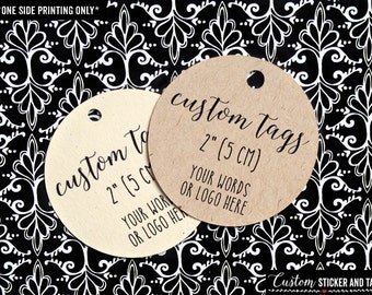 30 custom tags round 2", product tags, logo tags, wedding favor tags, candy bag tags, custom gift tag, personzalized favors, hang tag (T-88)