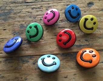 Smiley Face Buttons, Packaged Novelty Buttons by Buttons Galore, "Smileys" Style 4200, Shank Back Buttons, Sewing, Crafting Embellishments