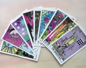 Tarot card stickers, Moon, Sun, Star, Lovers, Empress, Devil, Strength, Magician, Hermit, High Priestess, set Of 10