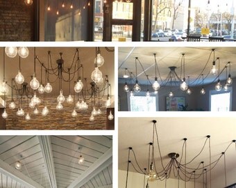 14 Swag Chandelier - Modern Lighting Unqiue Light Fixture Hanging Light Ceiling Light Bright LED Bulb Edison Incandescant Colorful Wire