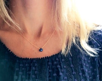 Sapphire Necklace, September Birthstone, Gold Sapphire Necklace, Real Sapphire, Genuine Sapphire, Dainty Necklace