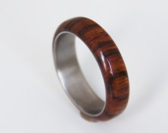 Titanium Ring man ring wood wedding band cocobolo and titanium ring wood wedding band mens wedding ring