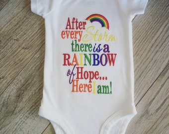 Customizable "After Every Storm" Rainbow Baby Rainbow Colors Embroidered shirt or onesie
