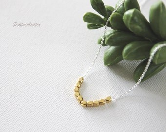 Beads Necklace in Matte Gold/ Silver. Minimalist. Simple and Chic. Collarbone Necklace. Layering Necklace. Timeless. Gift For Her (PNL- 168)