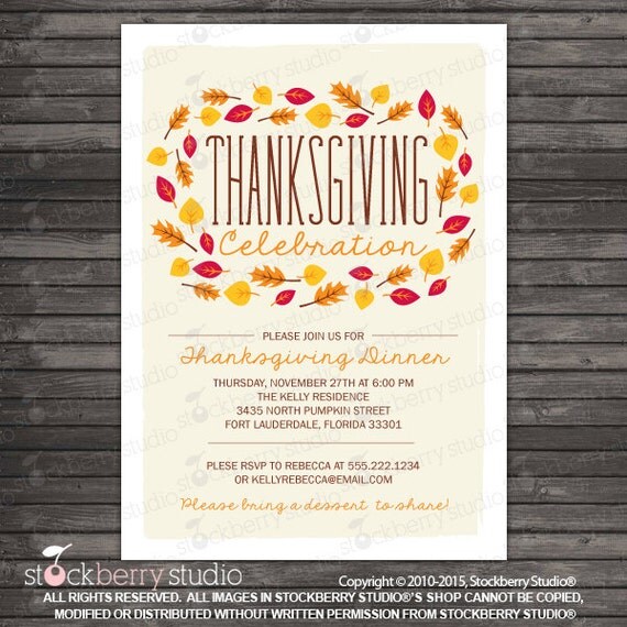 Items similar to Thanksgiving Dinner Invitations Printable ...