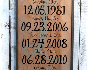 13" x 25" What a difference a day makes - Important dates sign - Family Sign