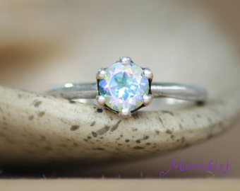 opalescent topaz crown engagement ring in sterling silver unique engagement or promise ring crown - Crown Wedding Ring opalescent topaz crown engagement ring in sterling silver unique engagement or promise ring crown - Crown Wedding Ring