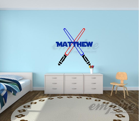 Star Wars Decal, Name decals, Light Sabers decal, Star Wars Name, boys decals , Jedi Name