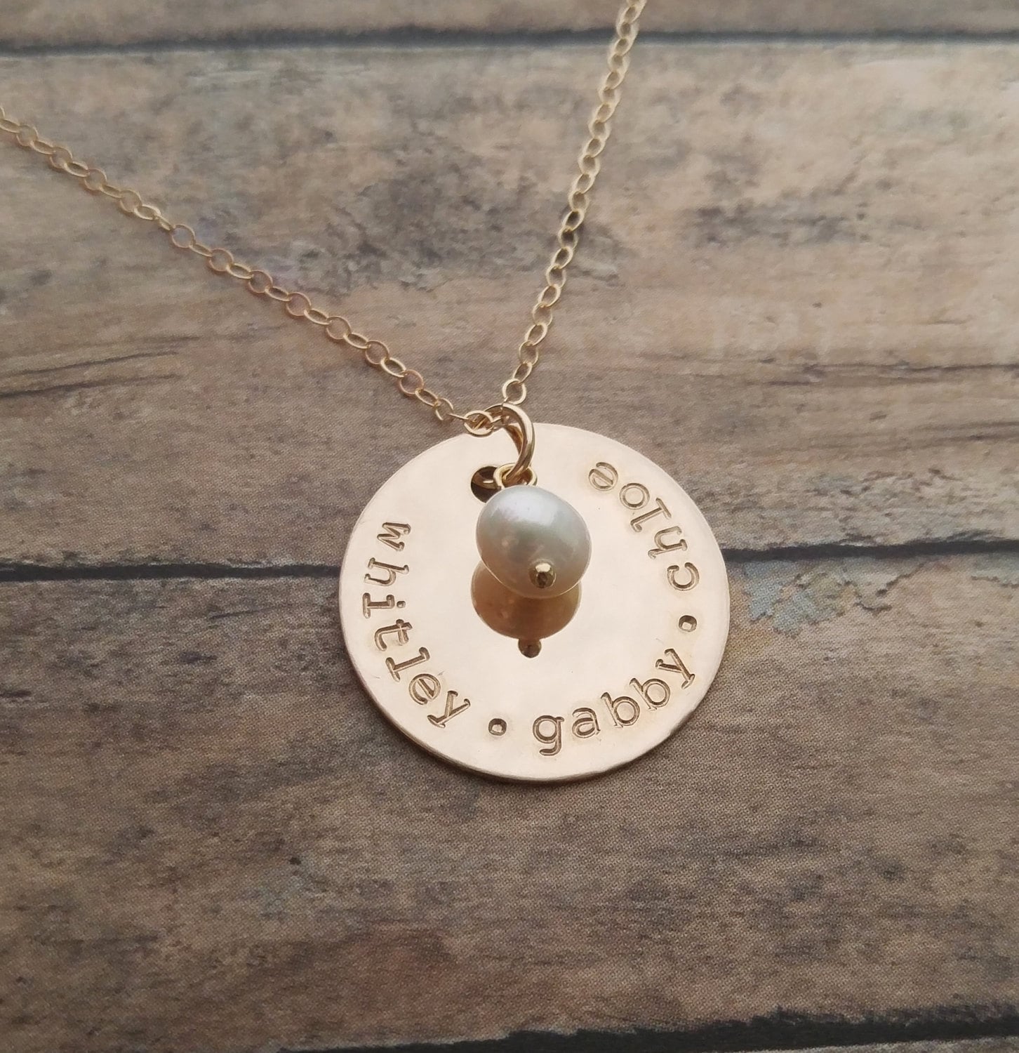 Personalized Necklace // Hand Stamped Gold Disc Necklace