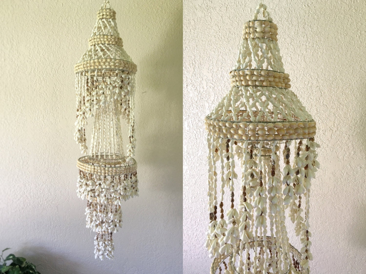 Large Vintage Hanging Seashell Mobile Chandelier Display