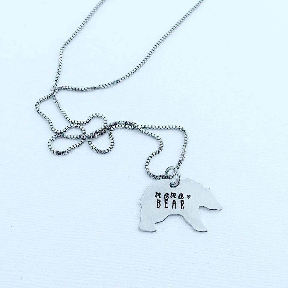 Mama Bear Necklace - Hand Stamped Jewelry - Mama Bear Jewelry - Personalized Bracelet - Bear Jewelry - Mothers Day