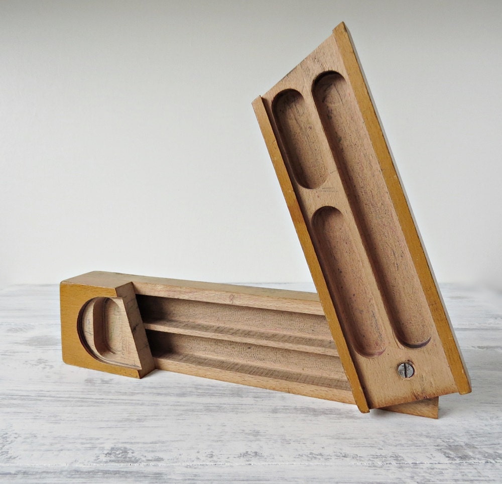 Vintage Mid Century Wooden Pencil Box Wooden Pencil Box