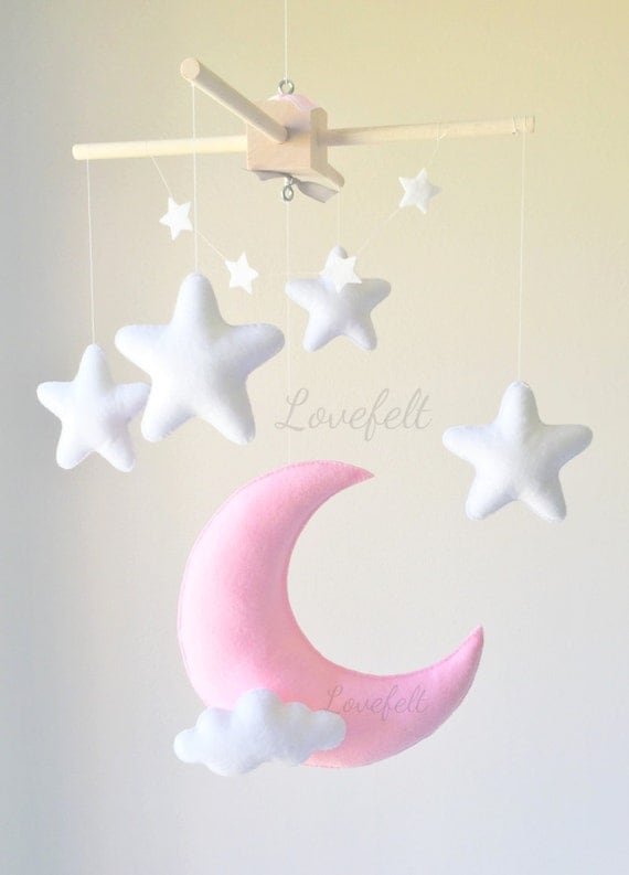 Baby mobile moon mobile moon stars mobile by GiseleBlakerDesigns