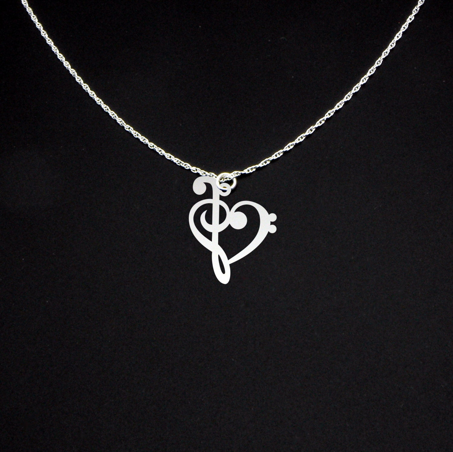 Music Note Necklace Bass Clef Necklace Treble Clef Necklace