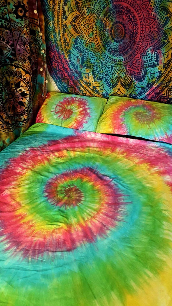 Tie Dye Duvet Set Hippie Bedding Rainbow Bedding
