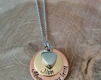 Cremation Urn memorial necklace, urn jewelry, cremation jewelry, sympathy gift, memorial necklace, Hand stamped urn jewelry, urn heart